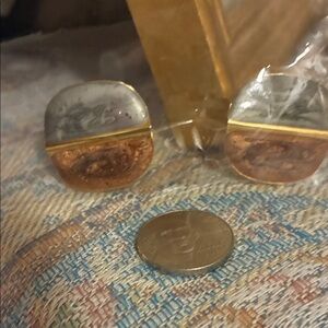 Vintage Gold and Silver Square Earrings